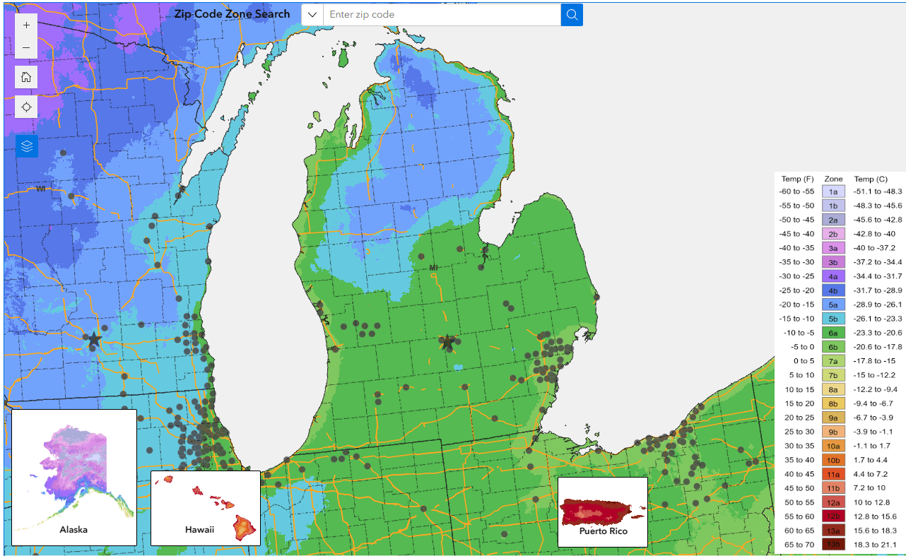 USDA Plant Hardiness Zone Map