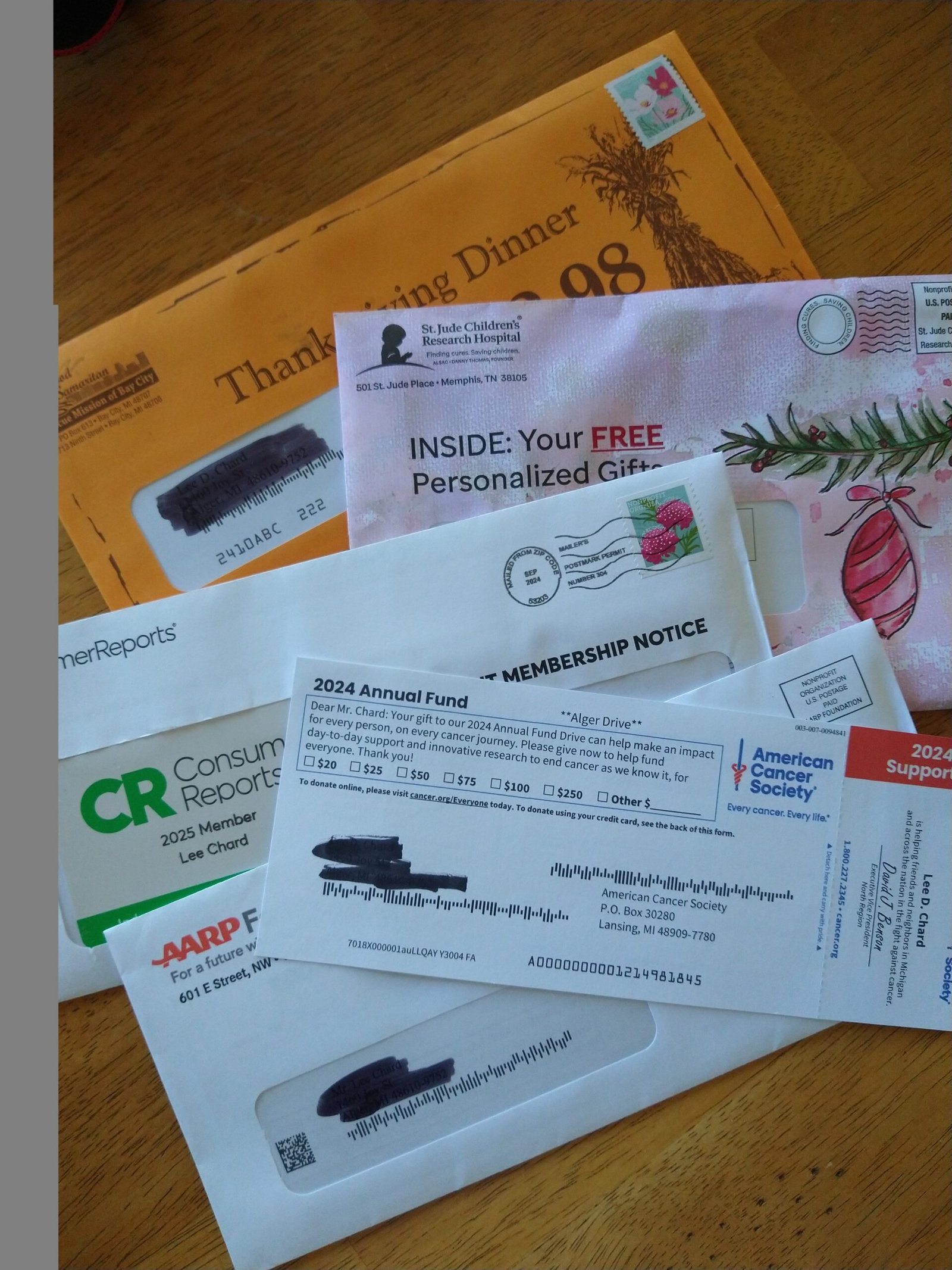 Charities and never-ending mail